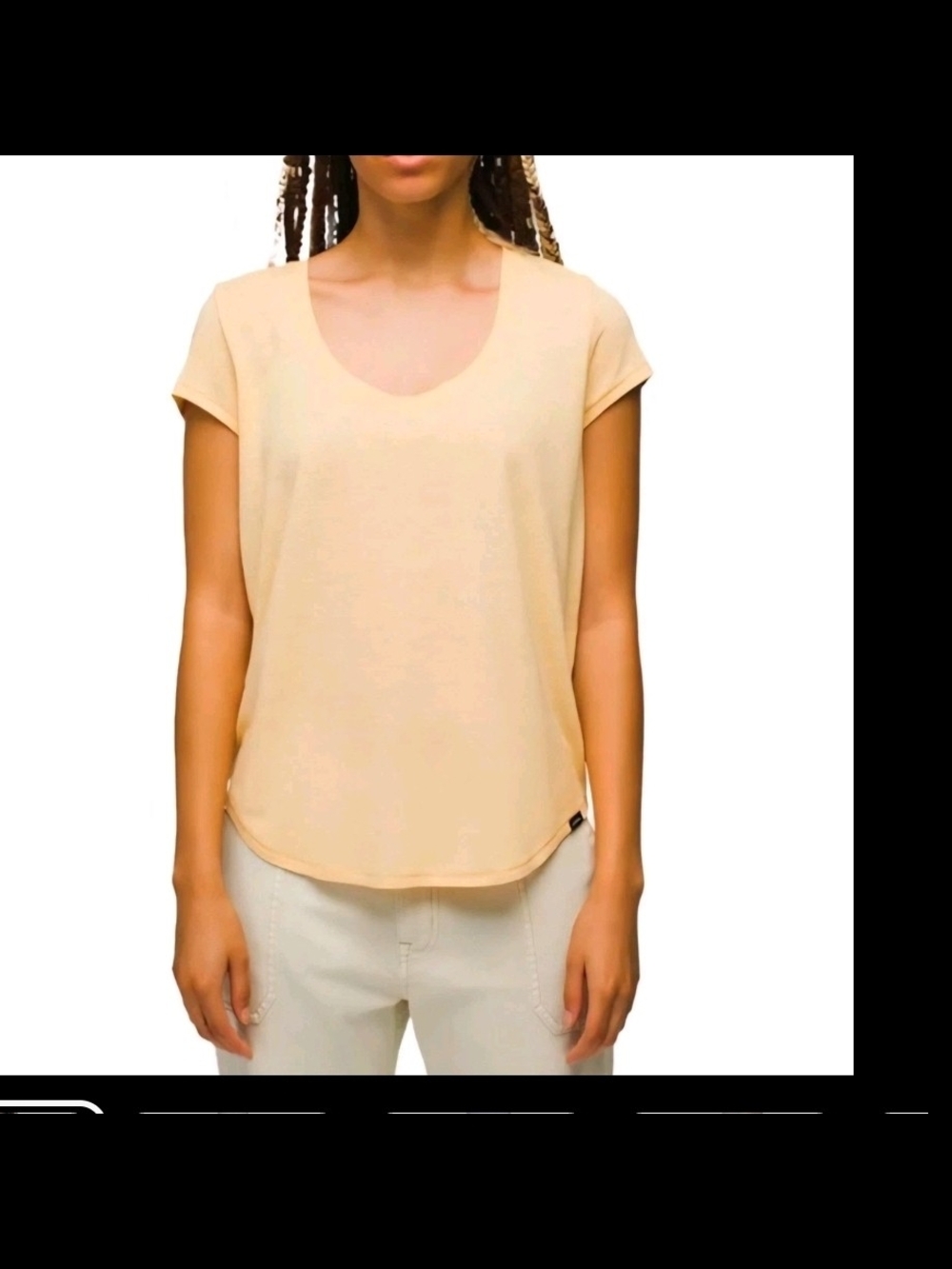 Prana Short Sleeve Scoop Neck Tee Sunkissed Heather Yellow Hemp UPF 30+ S New